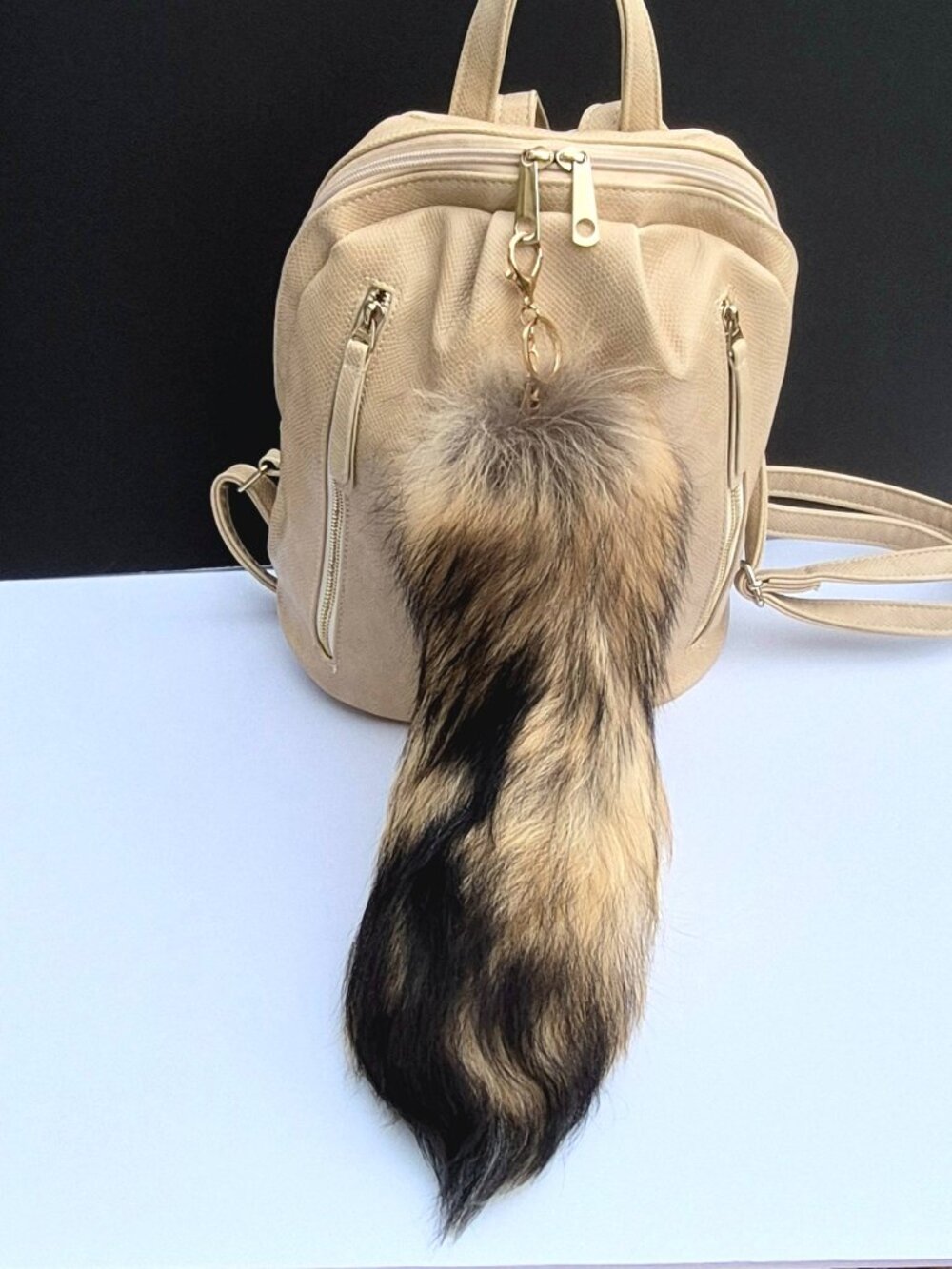 Huge Real Raccoon Tail, Keychain Bag Charm, Backpack Accessory, Boho style - Picture 2 of 6